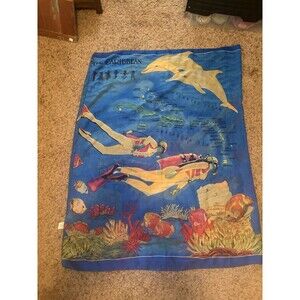 RIMA CARIBBEAN Scarf 100% Terivoile  44" X  71" Blue Tropical Unisex
